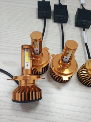 工厂直销 F2 金色汽车LED大灯前照灯车头照明灯远近光改装灯h4 h7