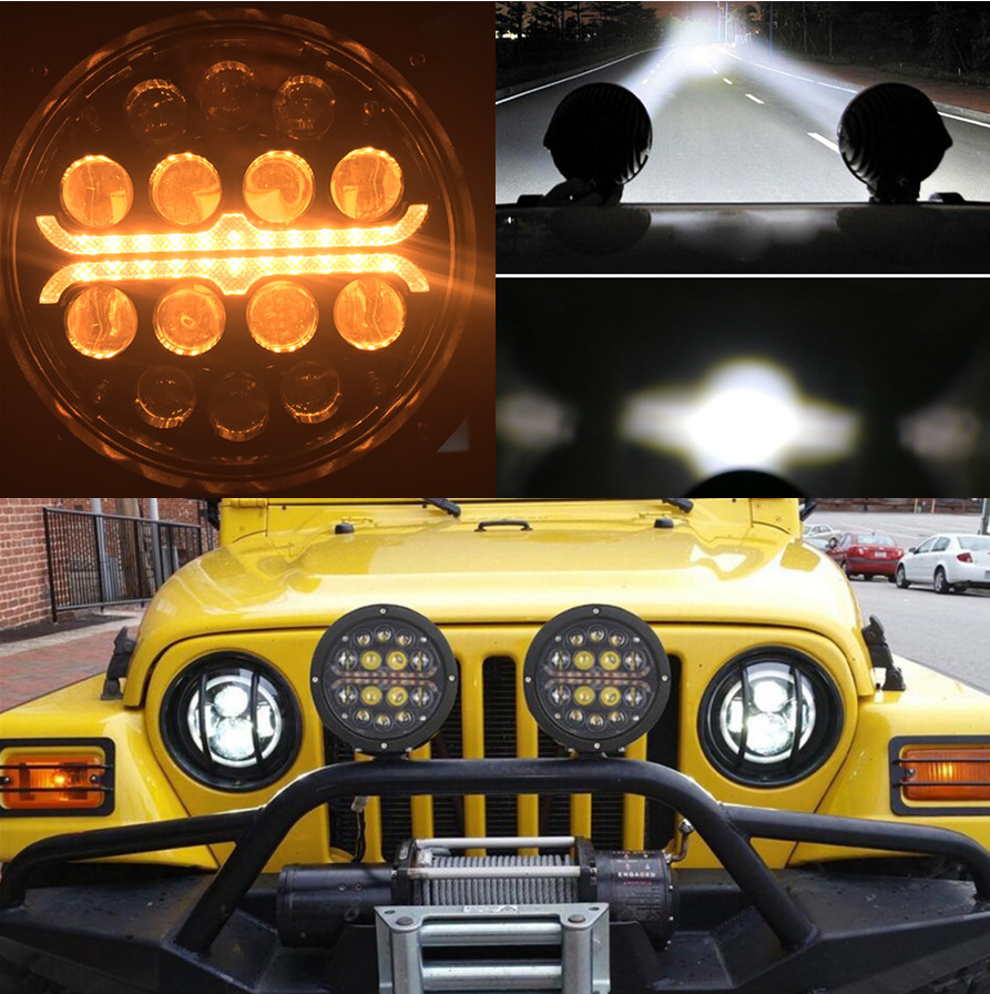 7寸70W汽车LED工作灯 猛禽牧马人坦克前杠灯车顶灯射灯工程车灯